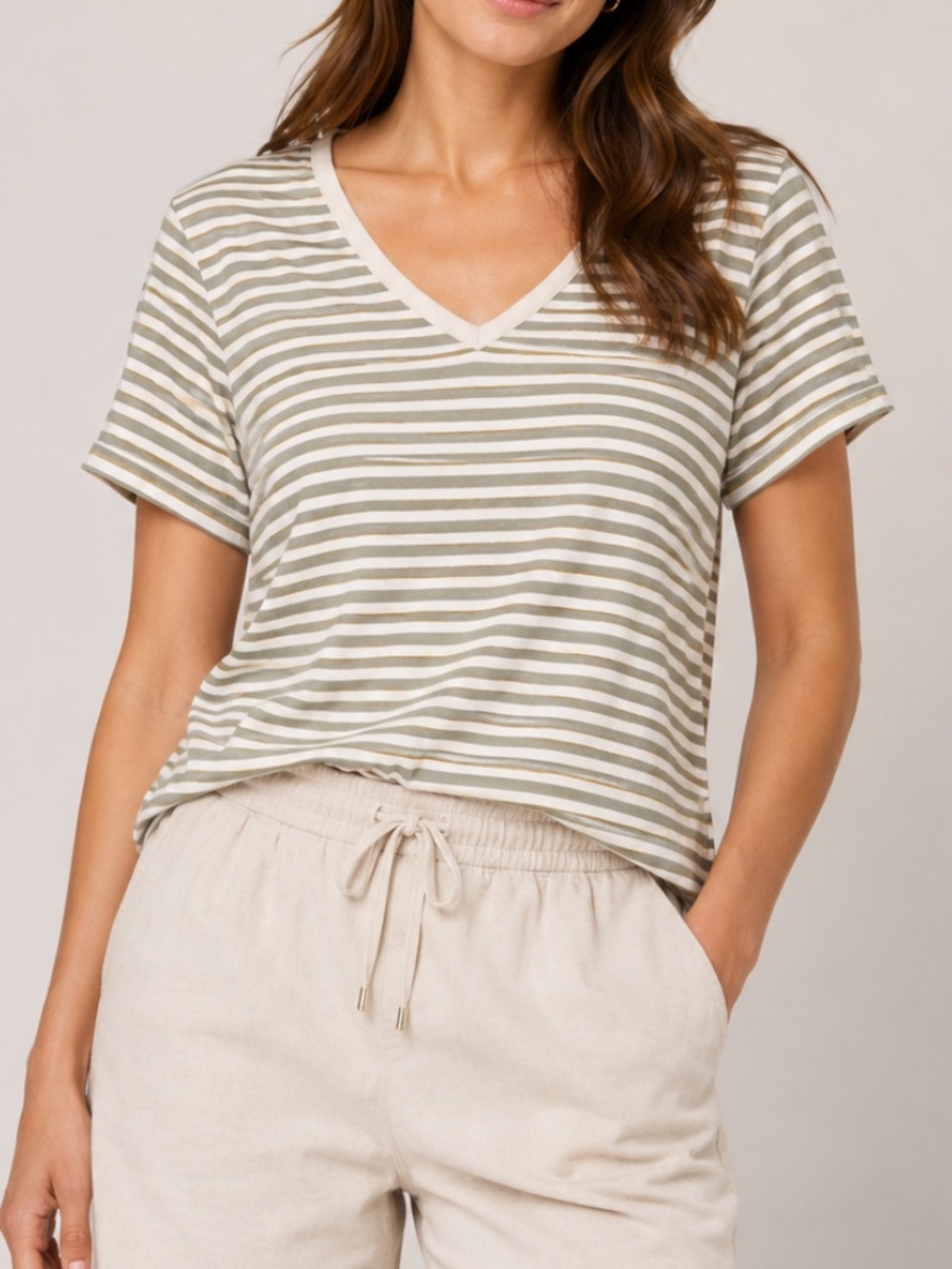 Pact Cotton Striped TShirt Medium